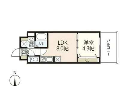 メイクス京橋川II(1LDK/6階)の間取り写真