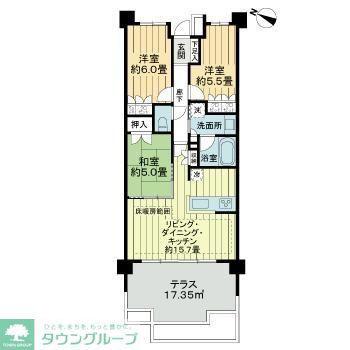 ライオンズふじみ野グランフォート(3LDK/1階)の間取り写真