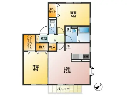 ヴァムブーク品川(2LDK/2階)の間取り写真