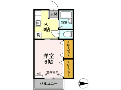メゾン南万々(1K/2階)の間取り写真
