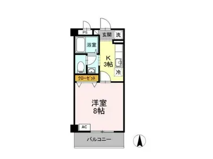 リビングタウン厚木(1K/1階)の間取り写真