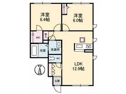 ブルームステージ国分寺 A棟(2LDK/1階)の間取り写真