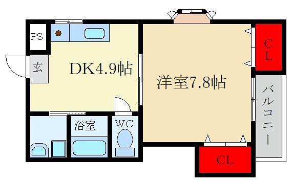 アルトベルク(1DK/3階)の間取り写真