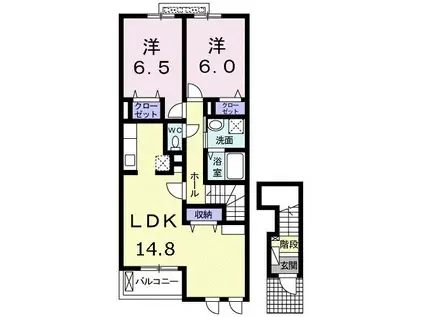 グラン・ベルI(2LDK/2階)の間取り写真