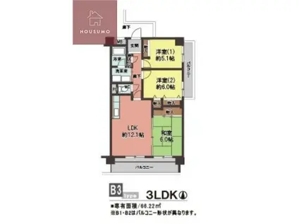 パストラル長原(3LDK/4階)の間取り写真