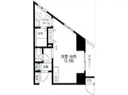 スカイプラザII(ワンルーム/4階)の間取り写真