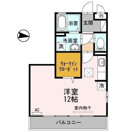 リファルジェント泉 B棟(ワンルーム/1階)の間取り写真