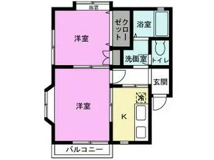 佐野ハイツII(2K/1階)の間取り写真