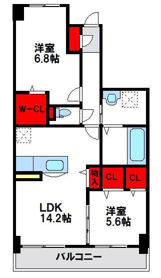 WEBER・D(2LDK/3階)の間取り写真