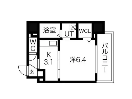 OAK弥栄 夕陽ヶ丘(1K/9階)の間取り写真