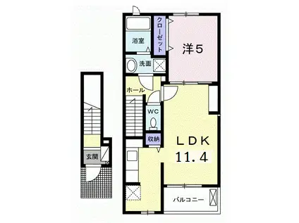 テェーニメント・富岳(1LDK/2階)の間取り写真