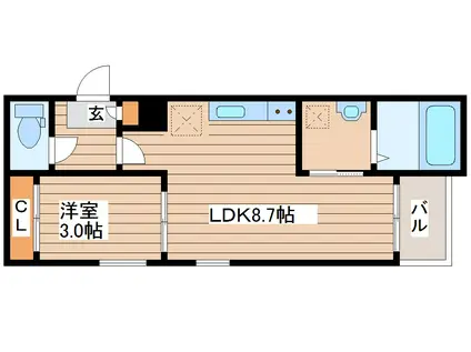 REGALESTリヤン(1LDK/2階)の間取り写真