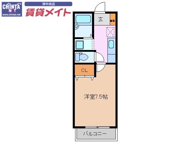 サクシード栗真(1K/2階)の間取り写真