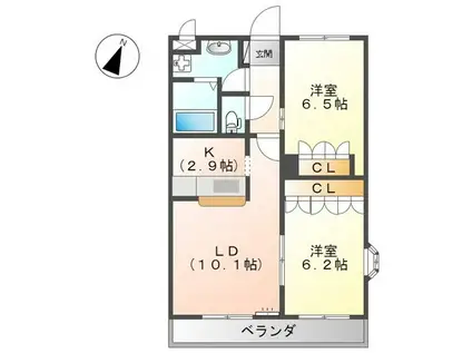 ERIRUNA MIKADUKI(2LDK/2階)の間取り写真