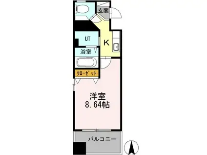 ユーレジデンス名駅南(1K/9階)の間取り写真