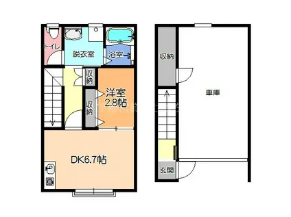 ファミーユ石井D(1DK/1階)の間取り写真