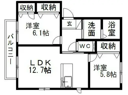 ラフォーレ天王II(2LDK/2階)の間取り写真