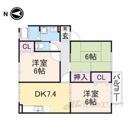 パセオボナールAB(3DK/1階)の間取り写真