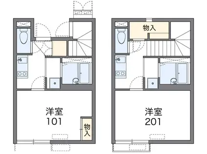 ワンニュー(1K/2階)の間取り写真
