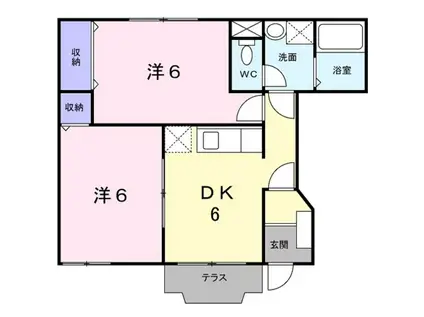 リバーパークA(2DK/1階)の間取り写真