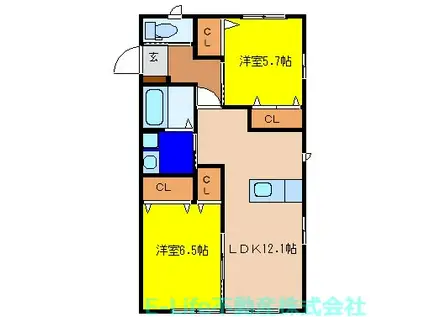 グレースケイ(2LDK/1階)の間取り写真