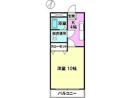 アミスターII(1K/3階)の間取り写真