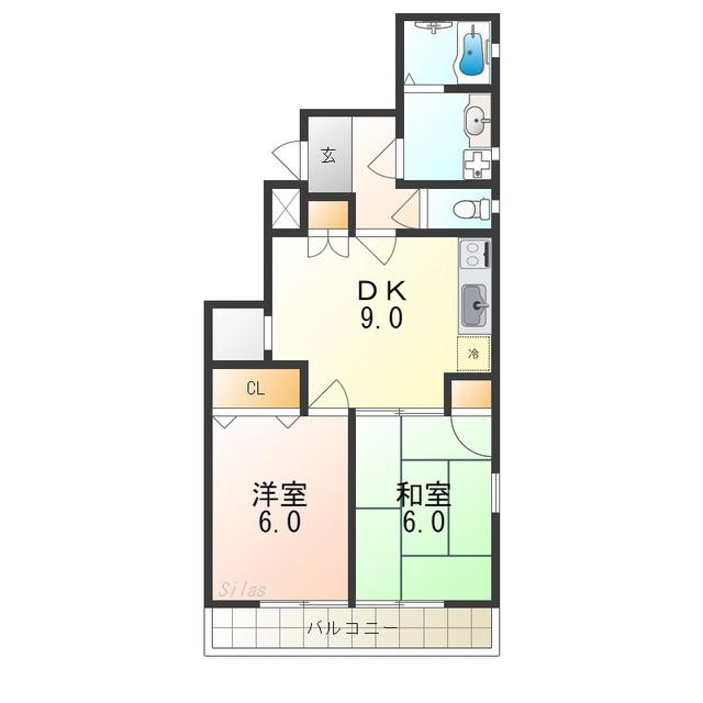 諏訪ノ森OMパレス(2DK/3階)の間取り写真