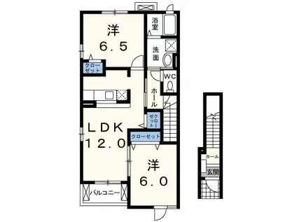 サンライズ(2LDK/2階)の間取り写真