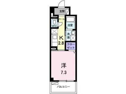 TSCUBEZERO(1K/3階)の間取り写真