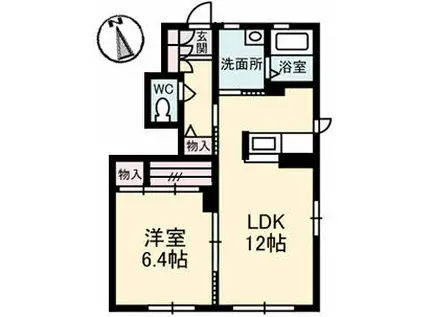 シャーメゾン ティアラ A棟(1LDK/1階)の間取り写真
