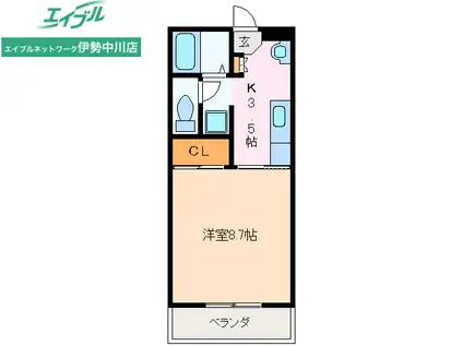 ロイヤルハートピア郷津 B棟(1K/5階)の間取り写真