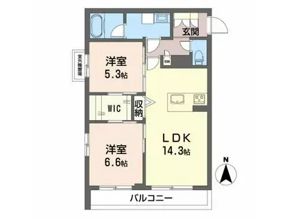 HABITER御所西(2LDK/2階)の間取り写真