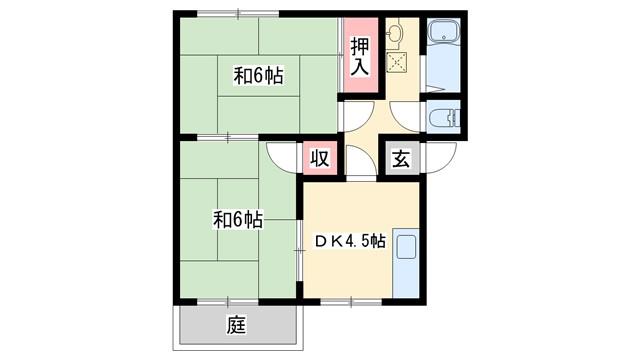 コーポ花(2DK/1階)の間取り写真