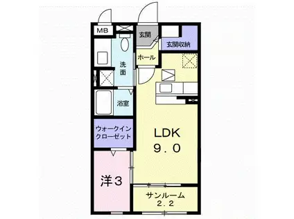 オットデリィーリス(1LDK/1階)の間取り写真