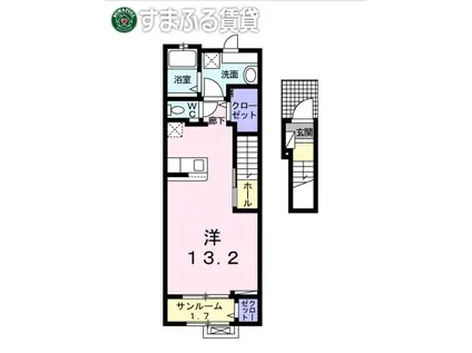 プリムローズ N(ワンルーム/2階)の間取り写真