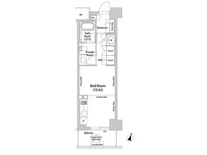 飯田橋ガーデンフラッツ(ワンルーム/4階)の間取り写真