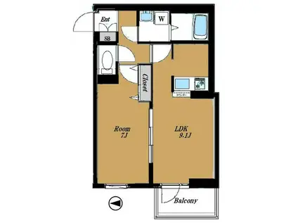 GENOVIA桜上水SKYGARDEN(1LDK/3階)の間取り写真