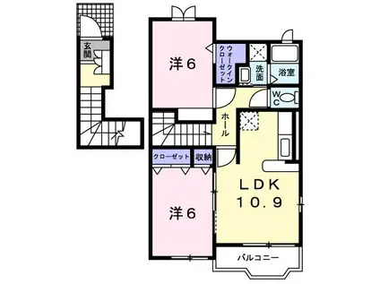アレグレットC(2LDK/2階)の間取り写真