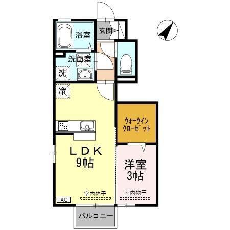 ドムス滑川(1LDK/1階)の間取り写真