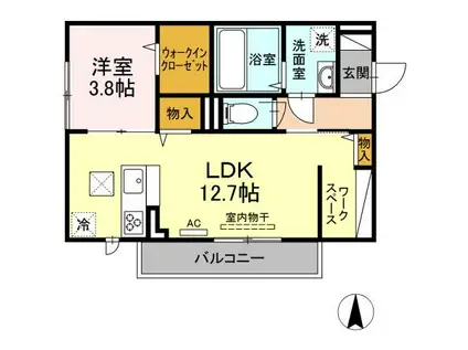 カトレアIV(1LDK/1階)の間取り写真