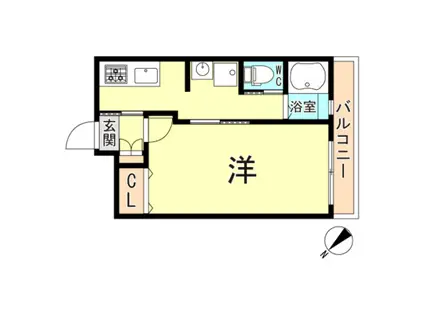 河北ビル(1K/2階)の間取り写真