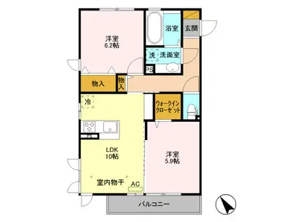 D-ROOM グランポワール 住居(2LDK/2階)の間取り写真