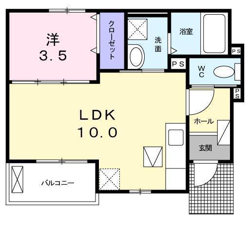 リヴェール Ⅱ(1LDK/1階)の間取り写真