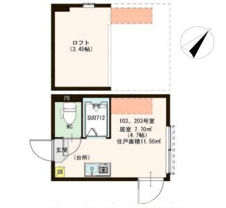 アミーゴ平井(ワンルーム/1階)の間取り写真
