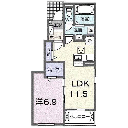 フレンドリー A(1LDK/1階)の間取り写真