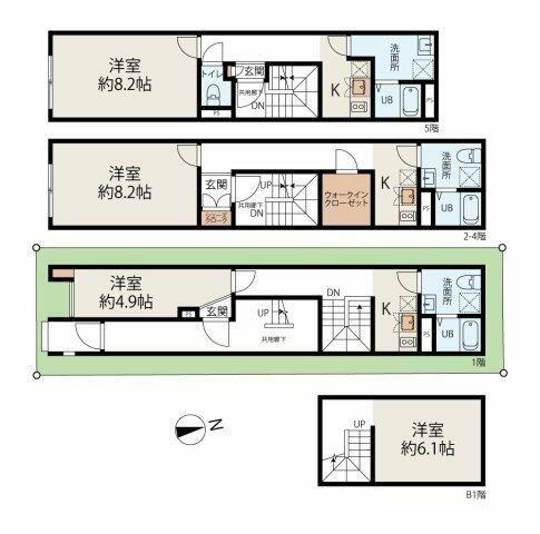 ドマーニ目黒本町(1LDK/1階)の間取り写真