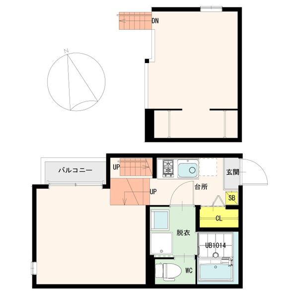 WOOD HOUSE穀町(1K/2階)の間取り写真