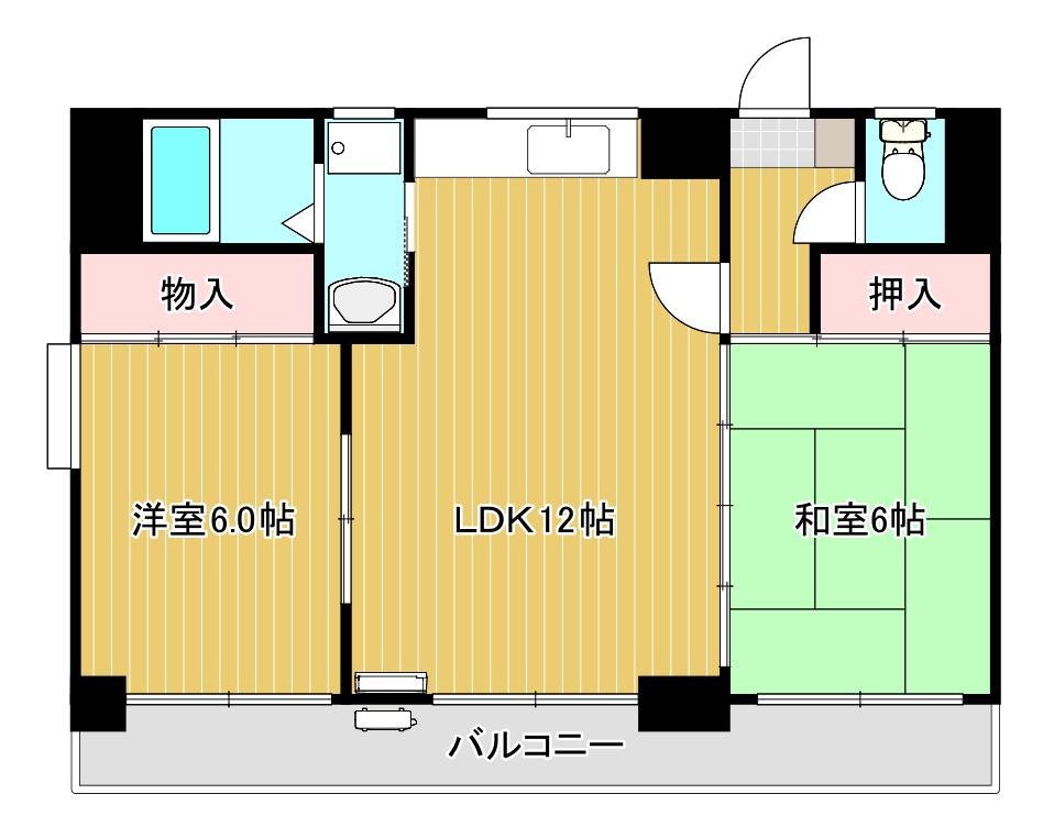 フジビルII(2LDK/3階)の間取り写真
