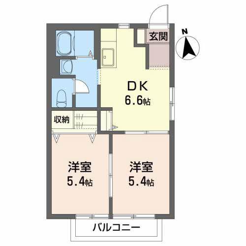 エスハイツ(2DK/2階)の間取り写真