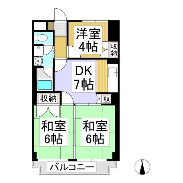 ハイホームズ七瀬(3DK/2階)の間取り写真